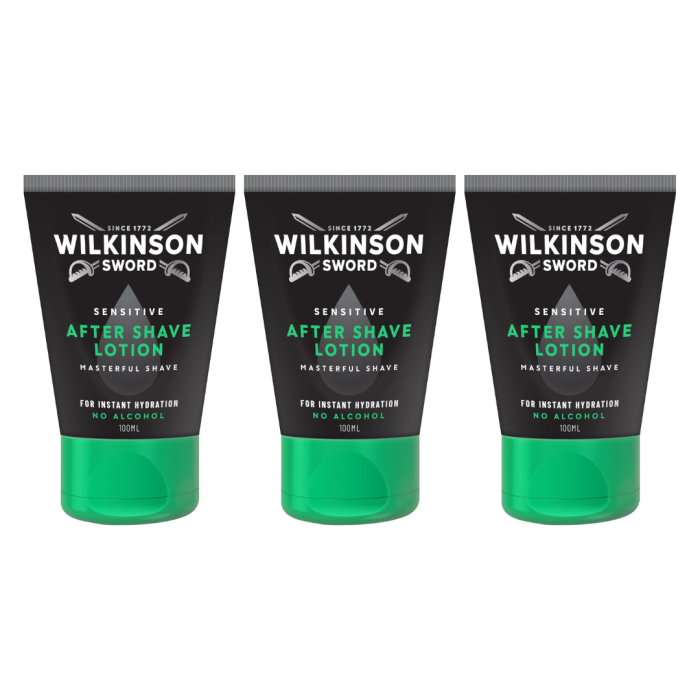 Wilkinson Sword Men’s Sensitive Aftershave Lotion 100ml - Pack of 3