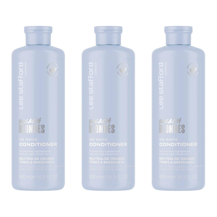 Lee Stafford Bleach Blonde Ice White Conditioner 500ml - Pack of 3