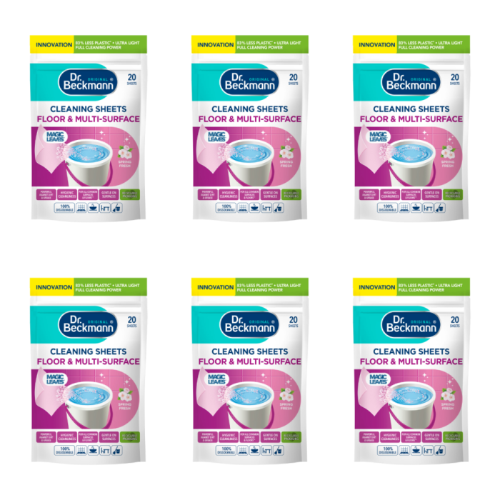 Dr. Beckmann Spring Fresh Floor & Multi‑Surface Cleaning 20 Sheets - Pack of 6