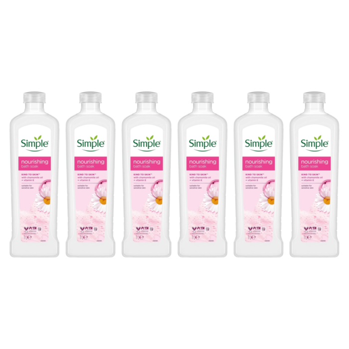 Simple Kind to Skin Nourishing Bath Soak for Sensitive Skin 1L - Pack Of 6