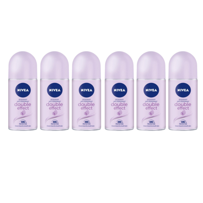 NIVEA Anti-Perspirant Deodorant Double Effect for Women – 50ml - Pack of 6