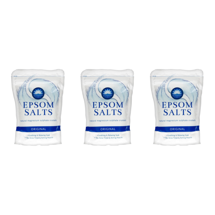 Elysium Spa Epsom Bath Salts Magnesium Sulphate Soak 450g - Pack of 3