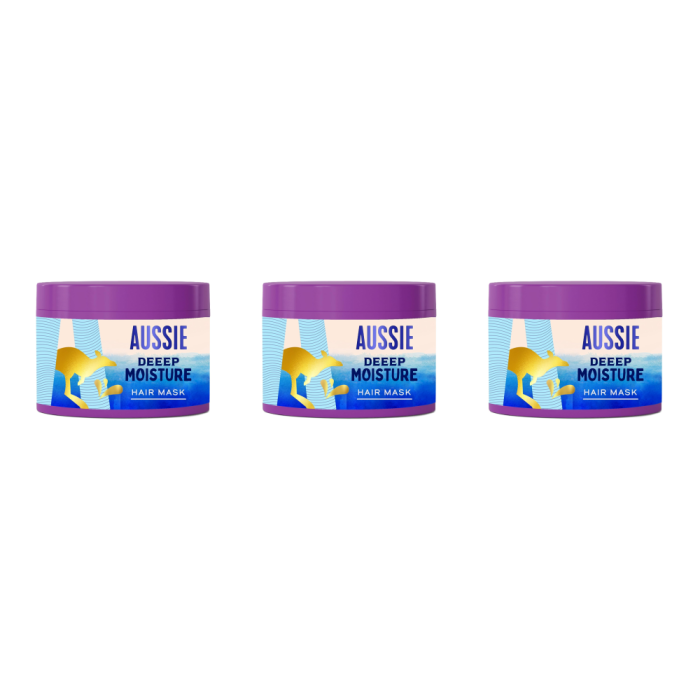 Aussie Deep Moisture Hair Mask Hydrating Vegan Cream 450ml - Pack of 3