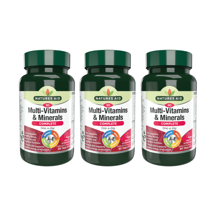 Natures Aid Complete Multi-Vitamins & Minerals 90 Tablets - Pack of 3