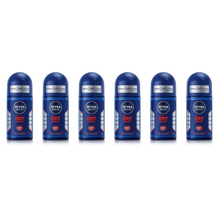 NIVEA MEN Dry Impact Anti-perspirant Roll-on 50 ML - Pack of 6