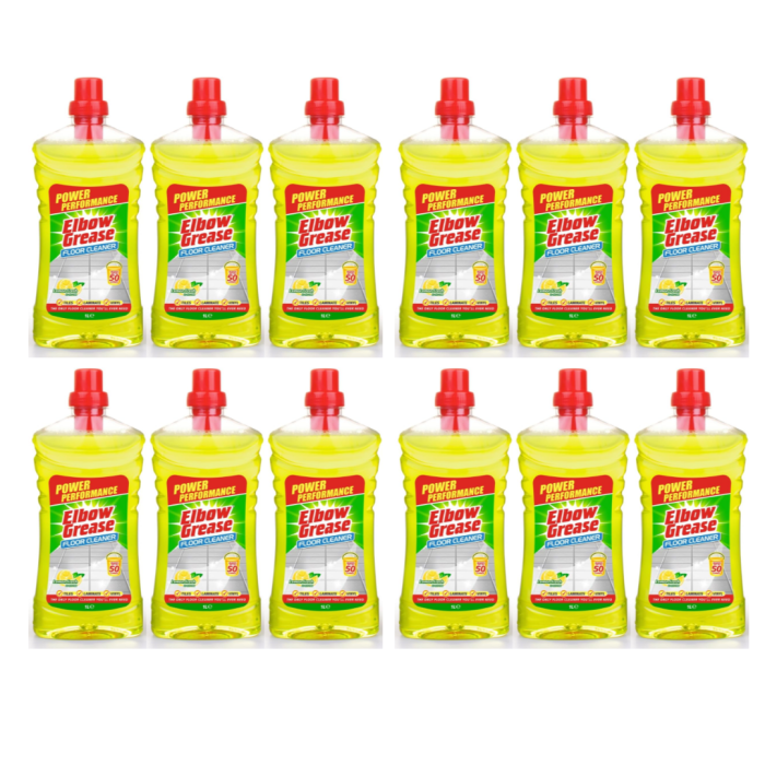 Elbow Grease Concentrated Floor Cleaner Lemon Fresh for Tiles 1L - Pack of 12