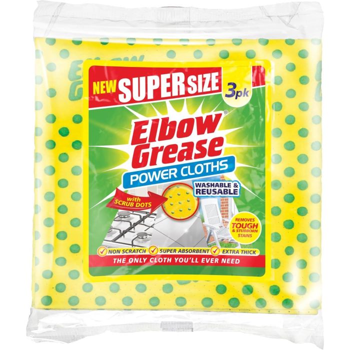 Elbow Grease Super Size Power Cloths with Scrub Dots pack of 3
