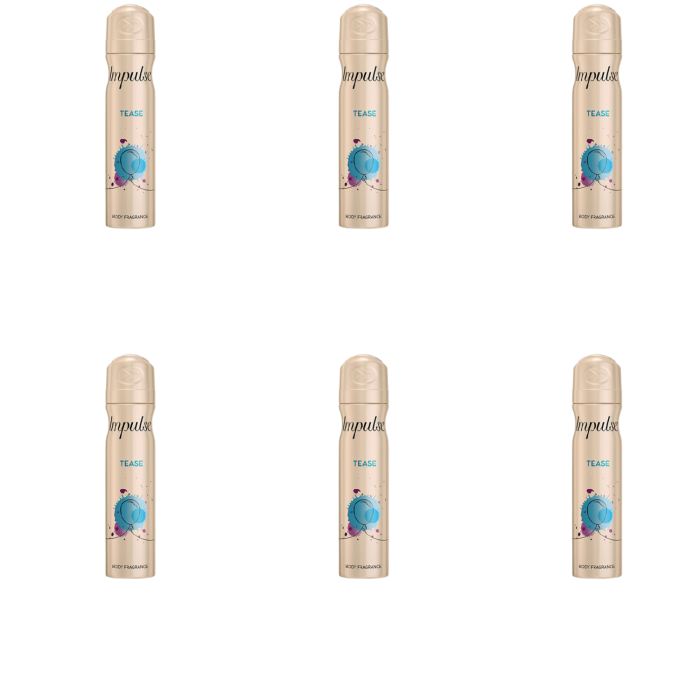 Impulse Body Spray Tease 75ml - Pack of 6