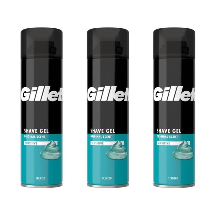 Gillette Classic Sensitive Skin Shaving Gel 200ml - Pack of 3