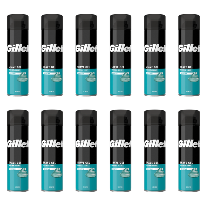 Gillette Classic Sensitive Skin Shaving Gel 200ml - Pack of 12