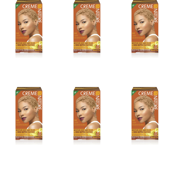 Creme Of Nature Hair Colour Moisture Rich Shea Butter Light Golden Blonde C42 - Pack of 6