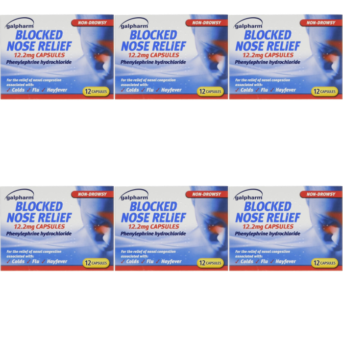 Galpharm Blocked Nose Relief 12 Capsules - Pack of 6