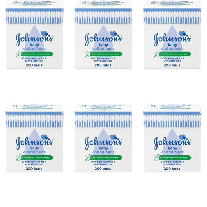 Johnson Cotton Buds 200 - Pack of 6