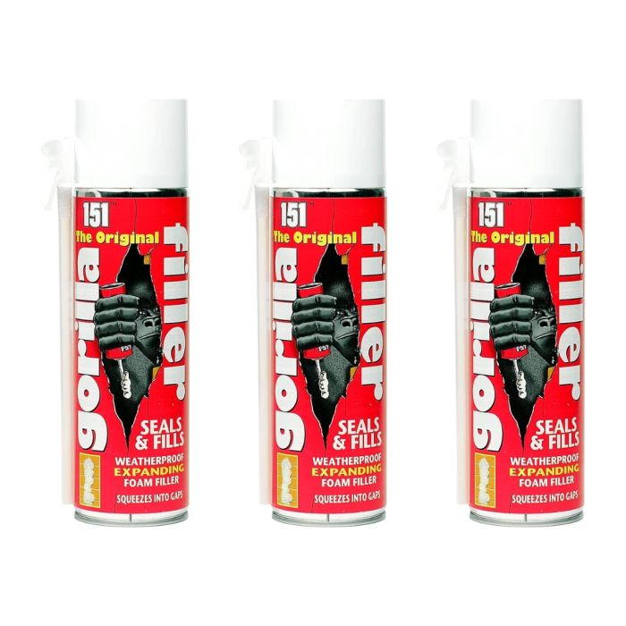 151 Original Gorilla Filler Weatherproof Expanding Foam 500 ML - Pack of 3