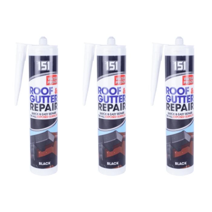 151 Black Roof & Gutter Waterproof Sealant for Repairs 400ML - Pack of 3