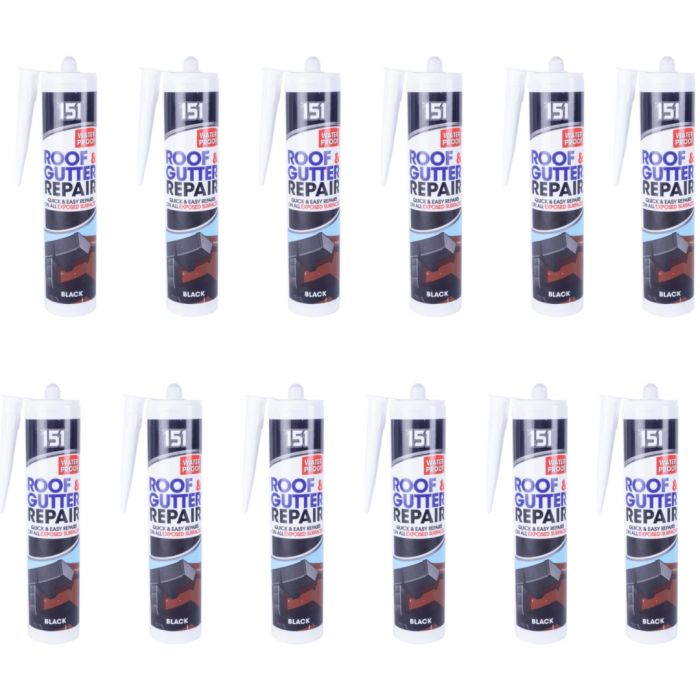 151 Black Roof & Gutter Waterproof Sealant for Repairs 400ML - Pack of 12
