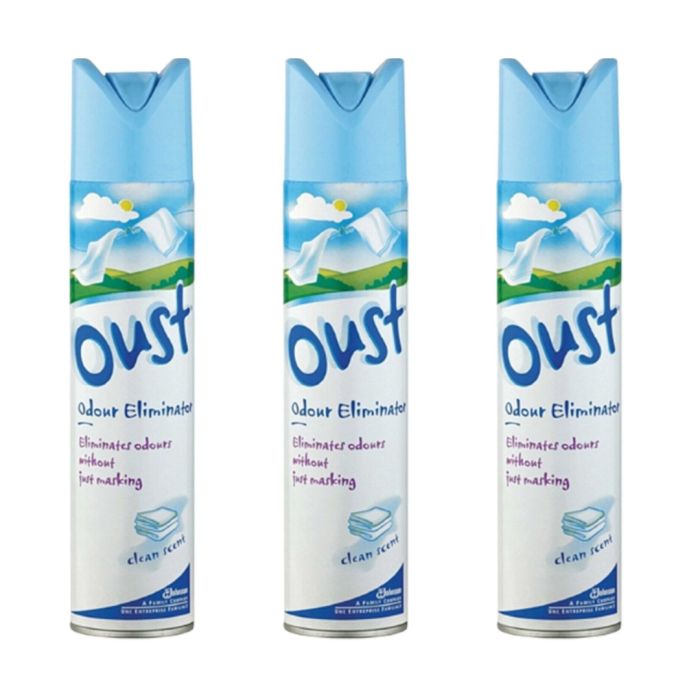 Oust Odour Eliminator Clean Scent Air Freshener Spray 300ml - Pack of 3
