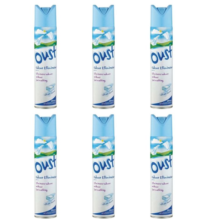 Oust Odour Eliminator Clean Scent Air Freshener Spray 300ml - Pack of 6