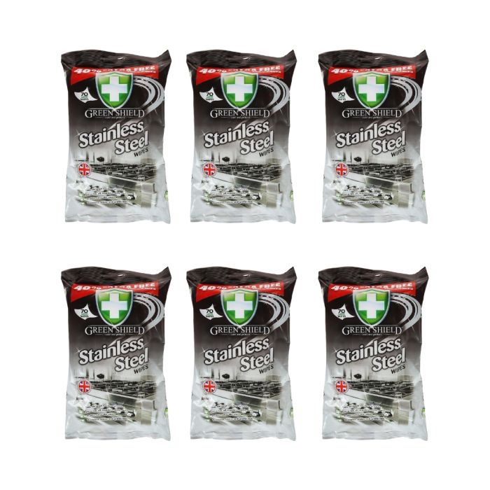 Greenshield Stainless Steel 70 Wipes - Pack of 6