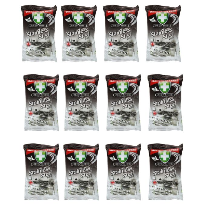 Greenshield Stainless Steel 70 Wipes - Pack of 12