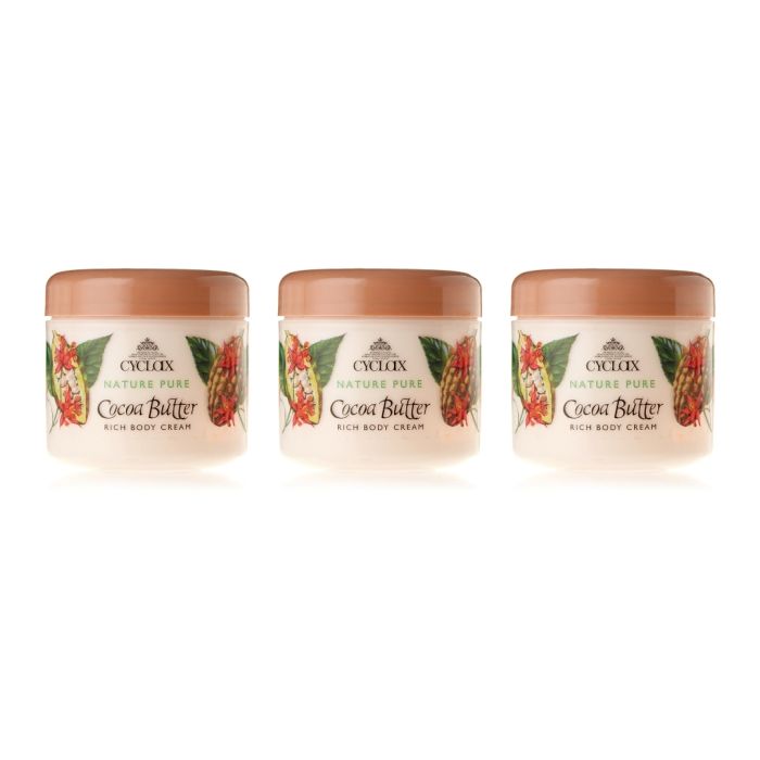 Cylax Nature Pure Cocoa Butter Rich Moisturising Body Cream 300ml - Pack of 3