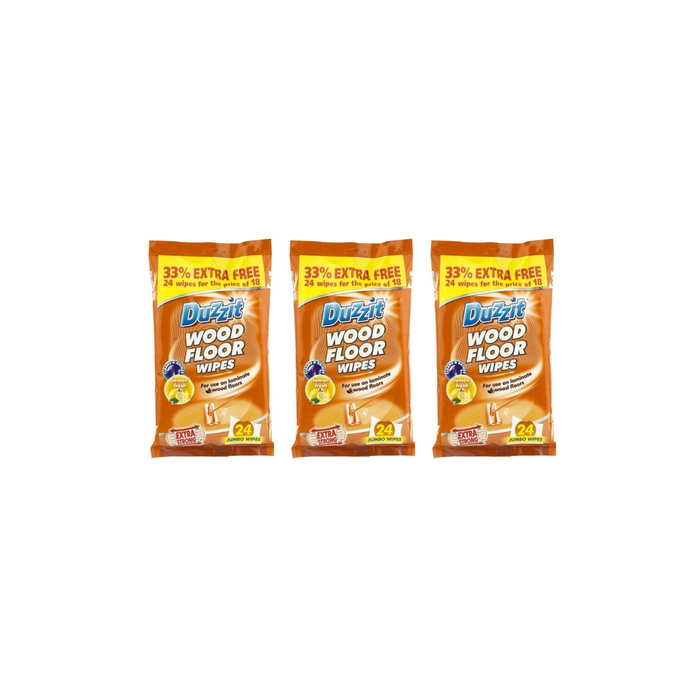Duzzit Wood Floor Wipes Fresh Lemon 24 Wipes - Pack of 3