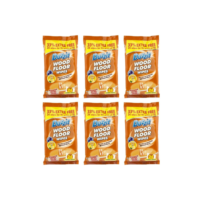 Duzzit Wood Floor Wipes Fresh Lemon 24 Wipes - Pack of 6