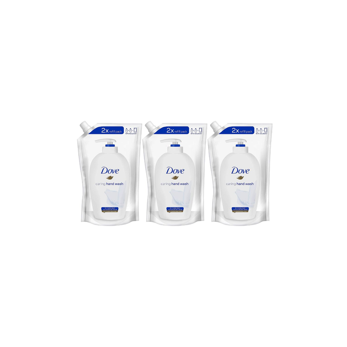 Dove Caring Liquid Hand Wash Refill 500ml pouch on white background
